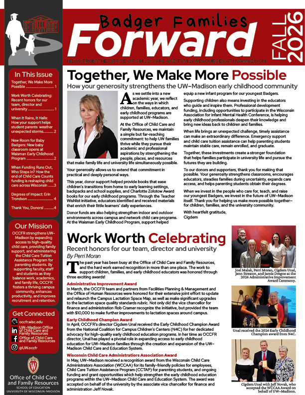 First page of Badger Families Forward newsletter, Fall 2026 issue